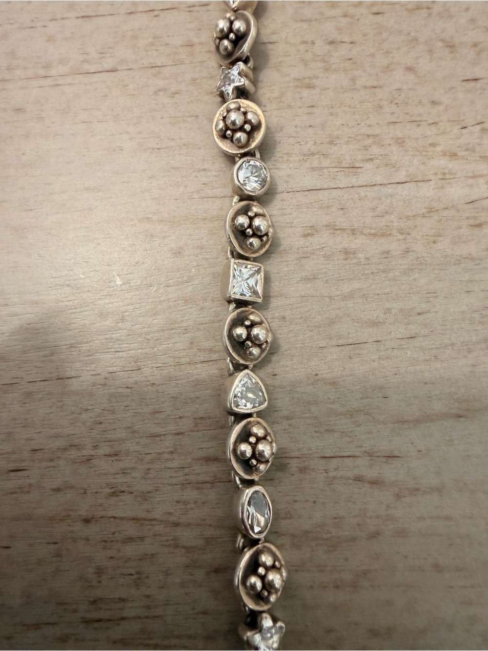Kum Kum Sterling Silver Beaded Bracelet with Pearl, Silver and Rhinestone Links